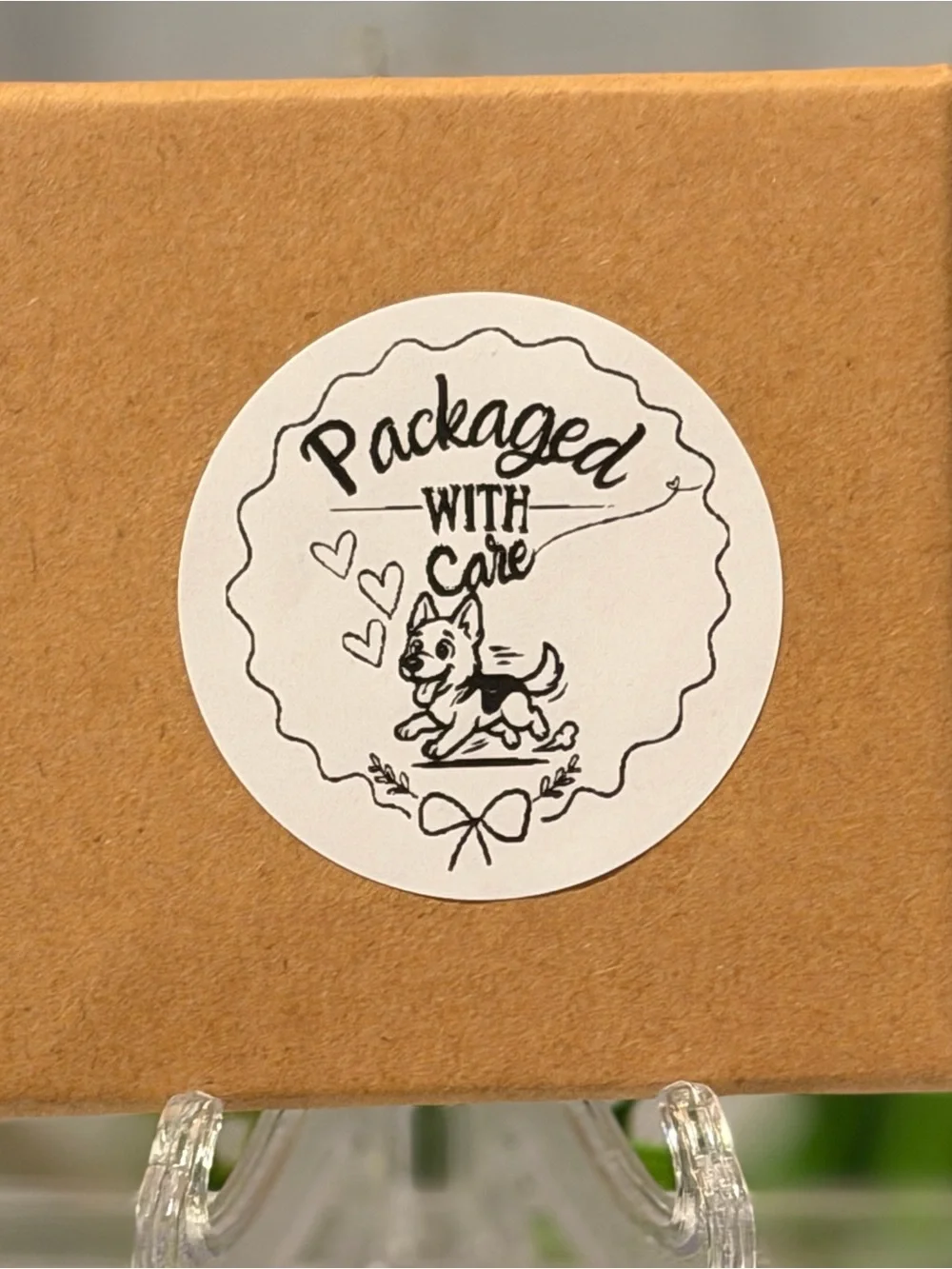 Packaged With Care German Shepherd 2” Round Stickers 200 Labels Hearts